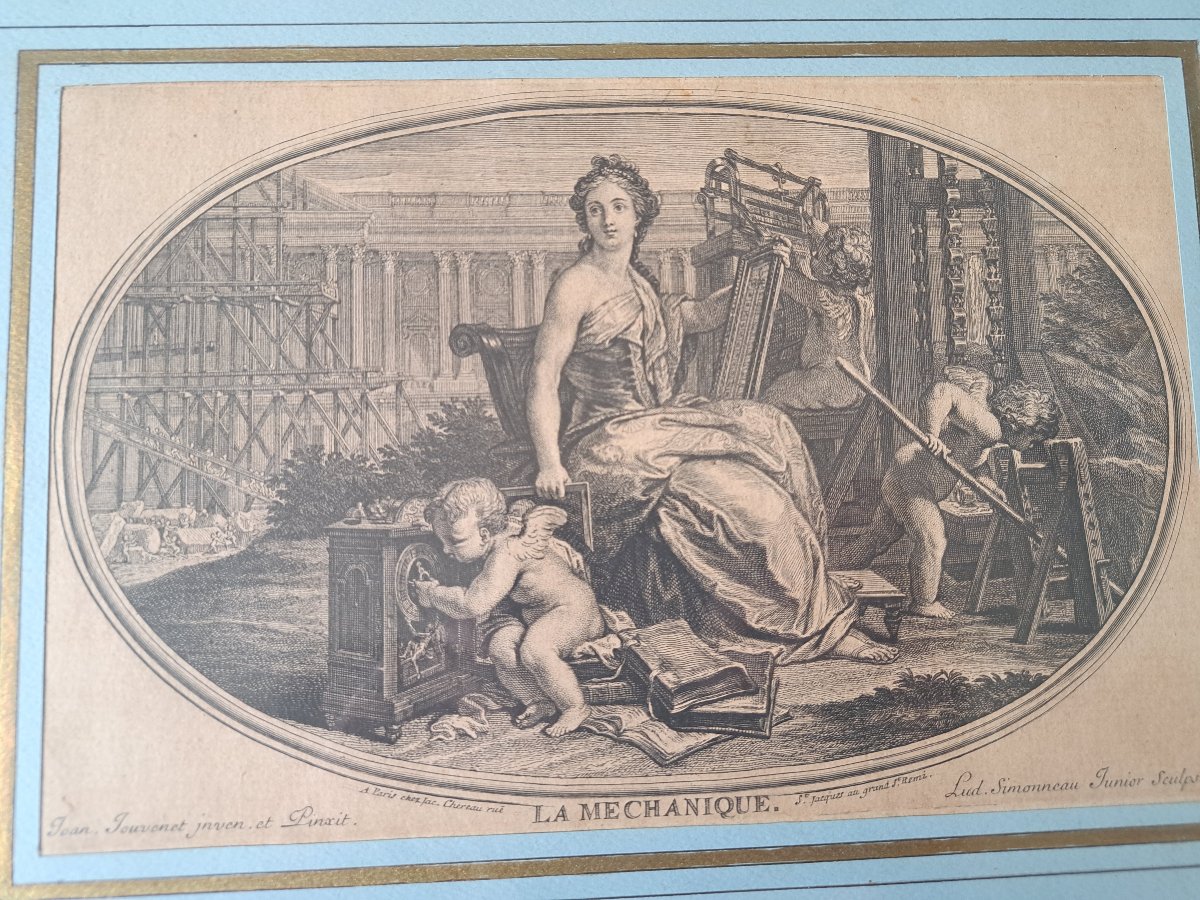Suite de 8 gravures encadrées sur les Arts , Papier , Jacques Chéreau ,  XVIII°. -photo-3
