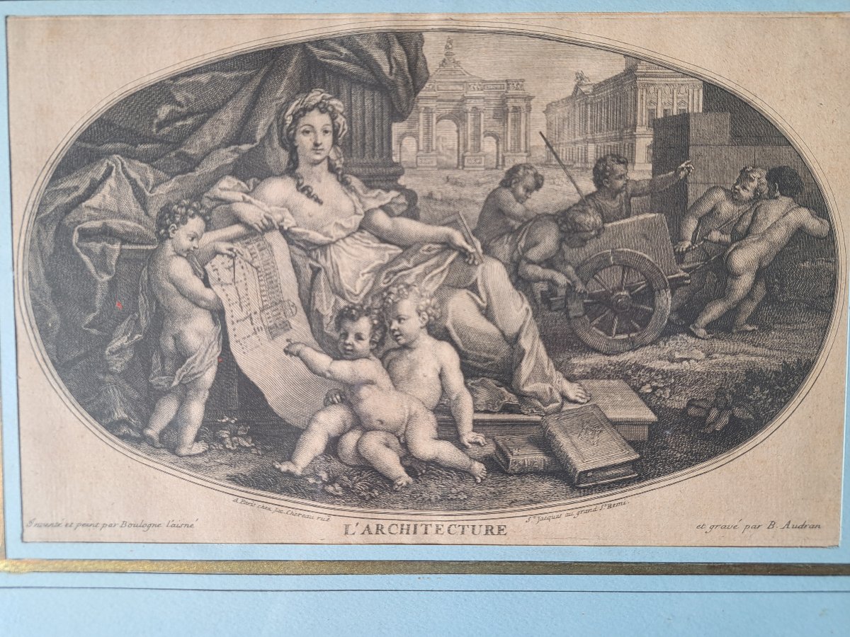 Suite de 8 gravures encadrées sur les Arts , Papier , Jacques Chéreau ,  XVIII°. -photo-5