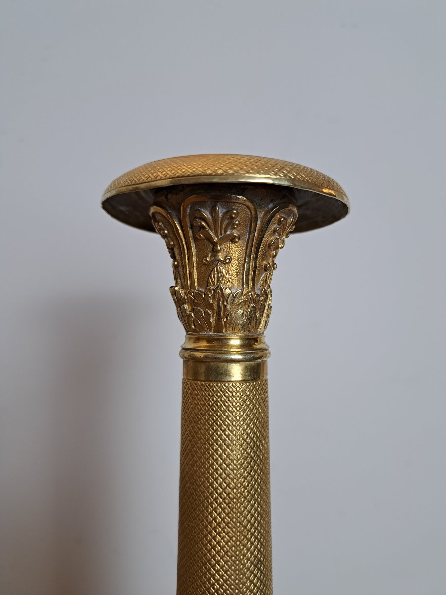 Paire de Bougeoirs , La Musique , Bronze doré , Empire /Restauration , Début XIX°. -photo-8