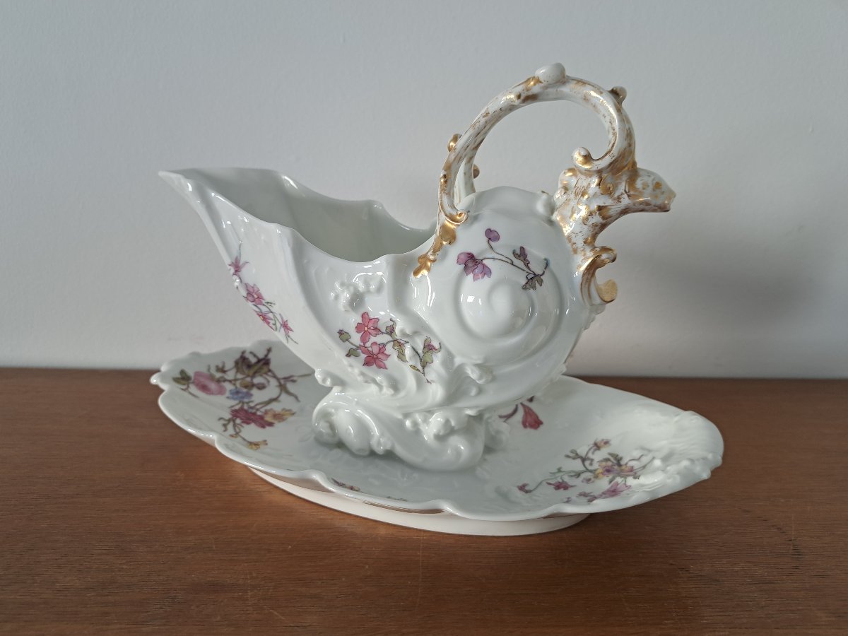 William Guérin, Gravy Boat, Rocaille, Porcelain, Limoges, Early 20th Century. -photo-2