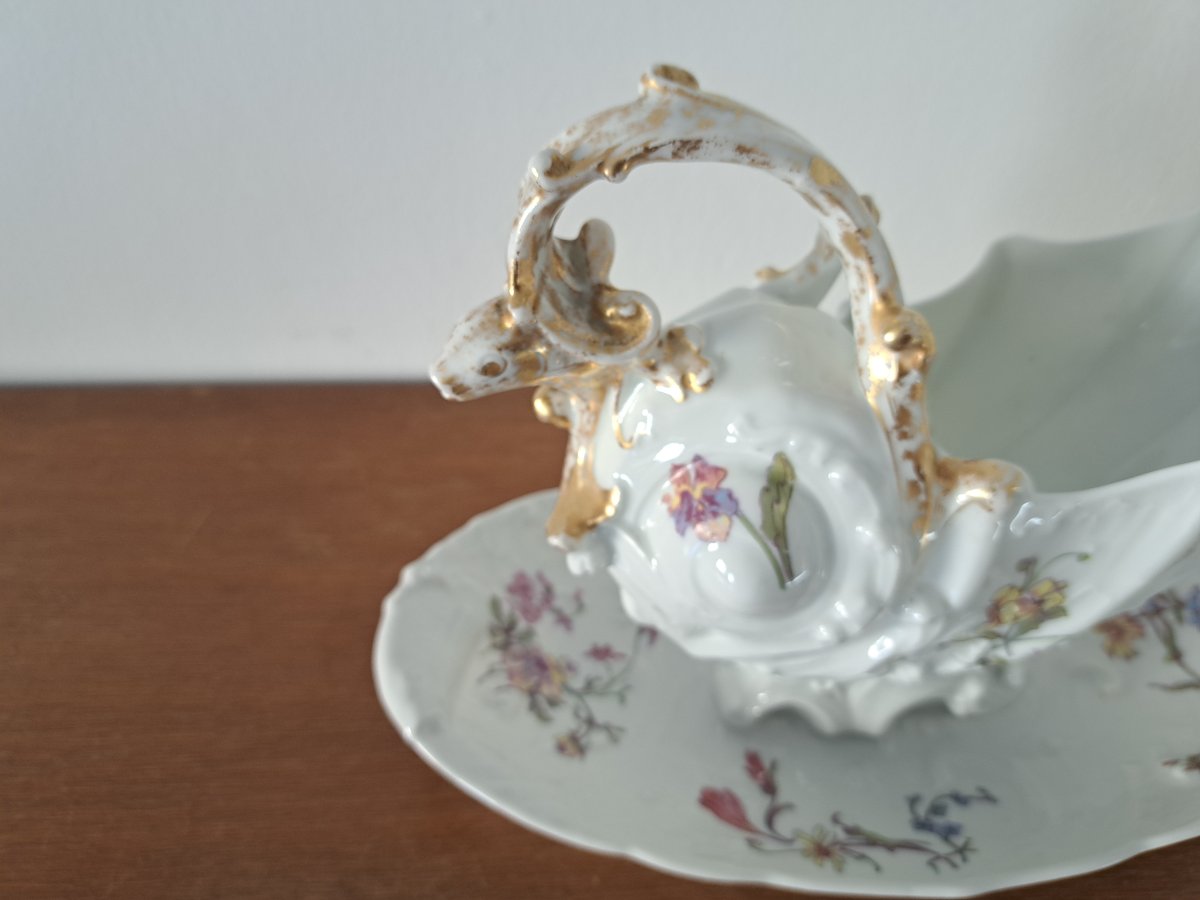 William Guérin, Gravy Boat, Rocaille, Porcelain, Limoges, Early 20th Century. -photo-4