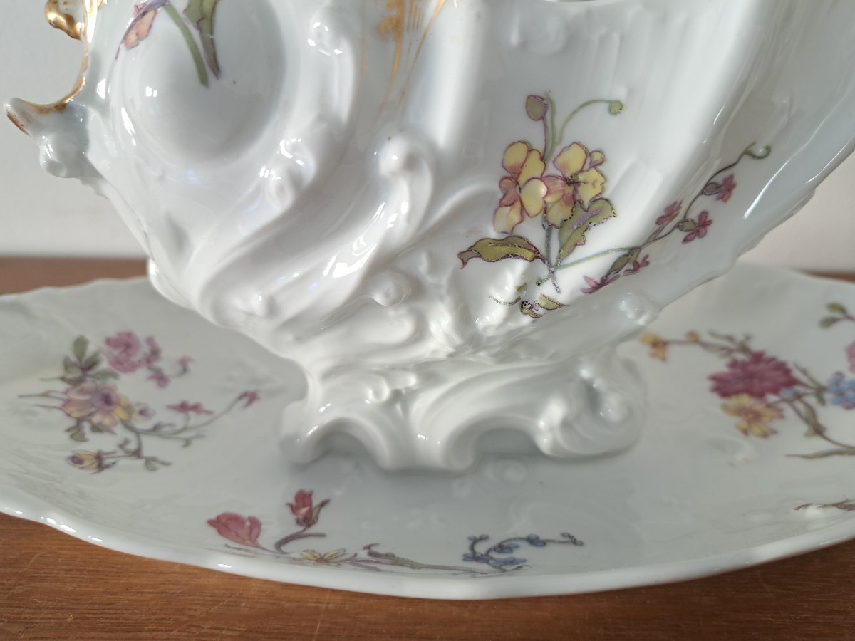 William Guérin, Gravy Boat, Rocaille, Porcelain, Limoges, Early 20th Century. -photo-2
