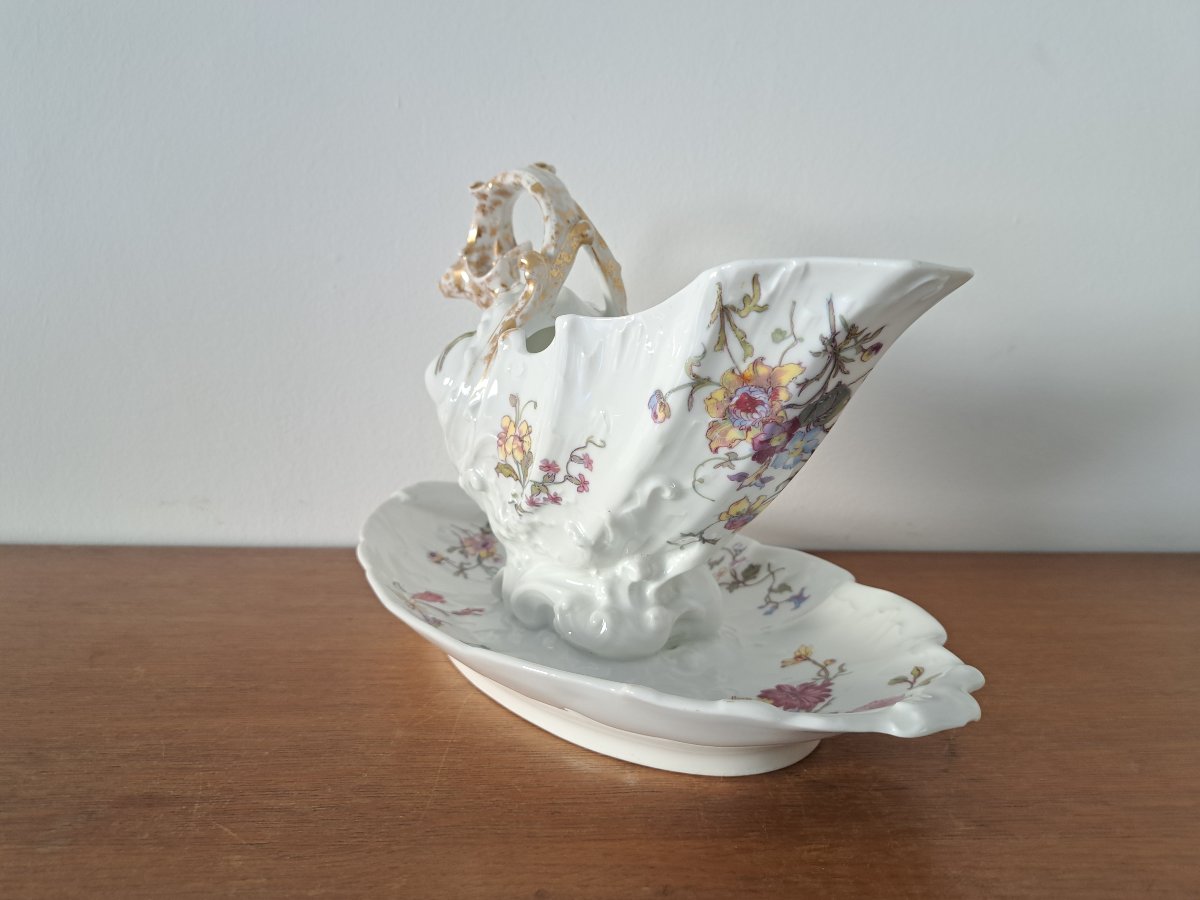William Guérin, Gravy Boat, Rocaille, Porcelain, Limoges, Early 20th Century. -photo-6