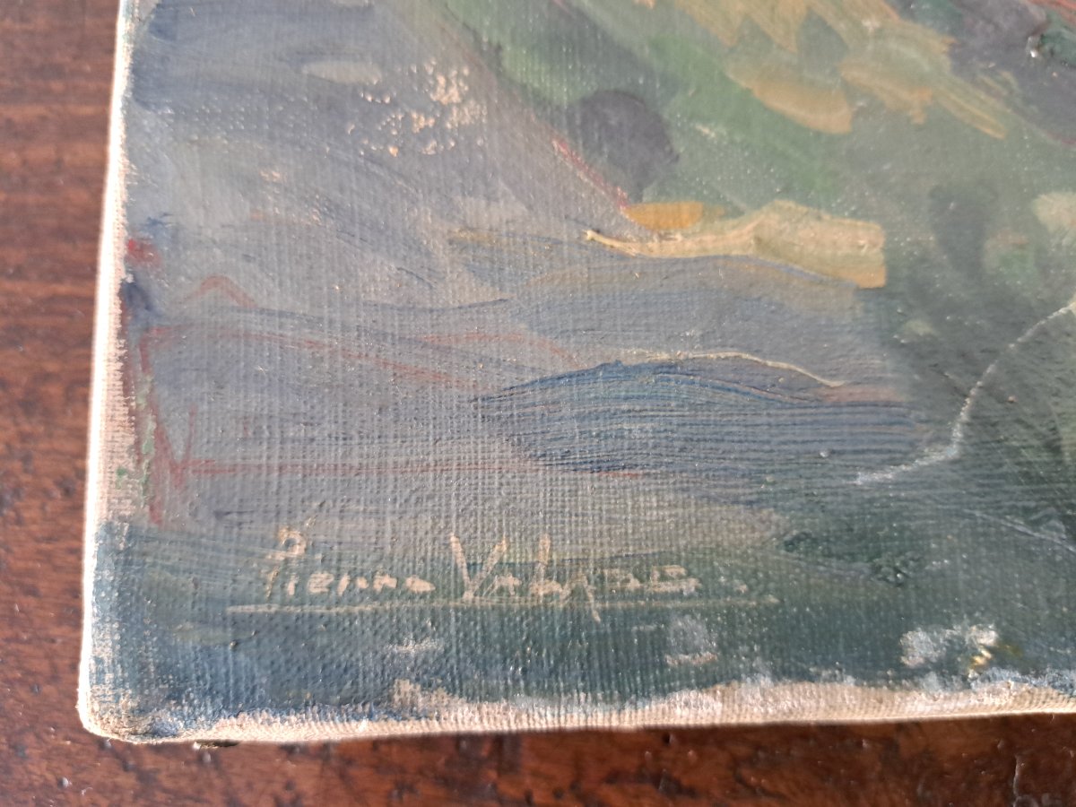 Pierre Valade, The Mountains Of Auvergne, Oil On Canvas, 20th Century. -photo-3