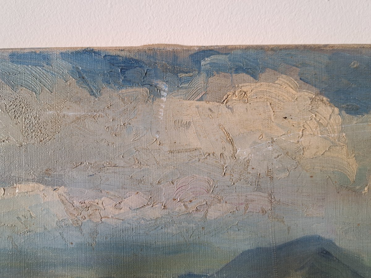 Pierre Valade, The Mountains Of Auvergne, Oil On Canvas, 20th Century. -photo-3