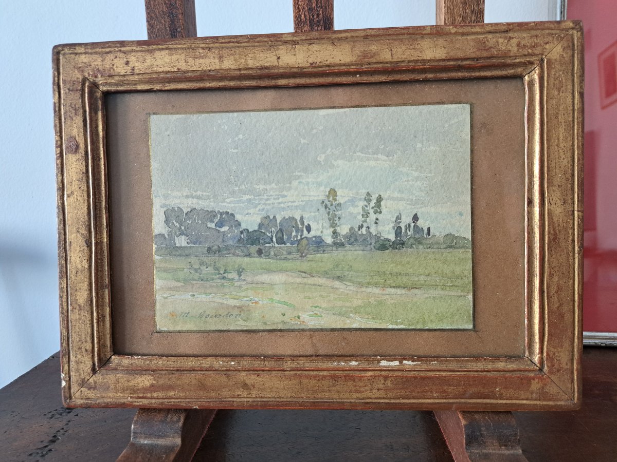 M. Bourdon, Norman Woodland, Watercolor, 19th Century. -photo-7