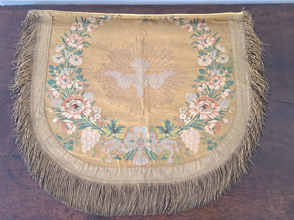 Headpiece Or Canopy Element, Embroidered Silk And Metal Threads, Early 19th Century. -photo-2