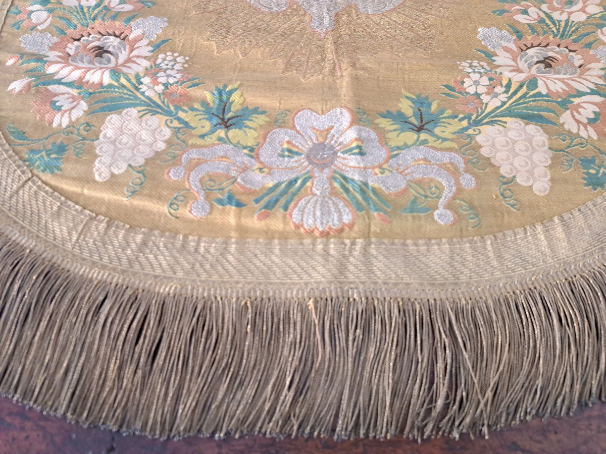 Headpiece Or Canopy Element, Embroidered Silk And Metal Threads, Early 19th Century. -photo-4
