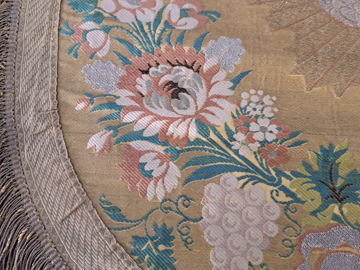 Headpiece Or Canopy Element, Embroidered Silk And Metal Threads, Early 19th Century. -photo-3