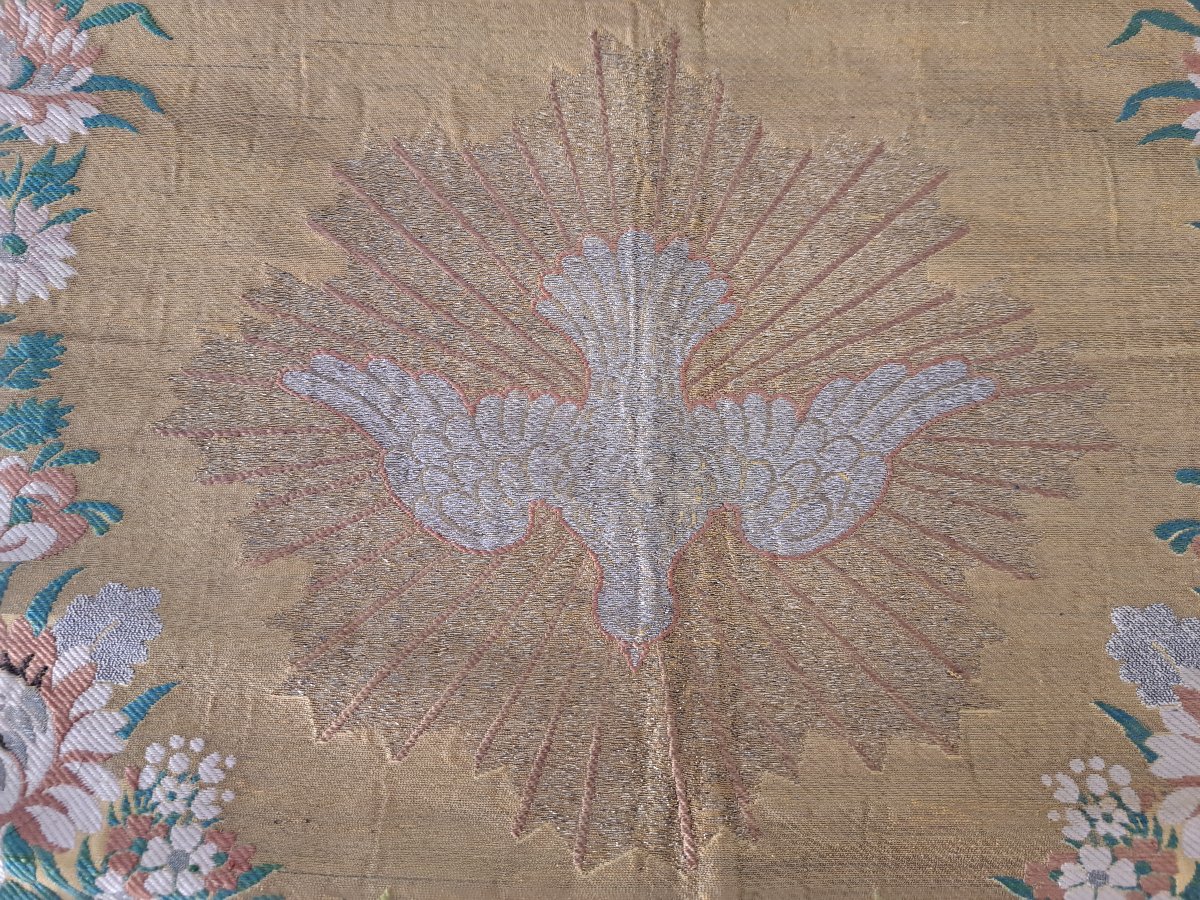 Headpiece Or Canopy Element, Embroidered Silk And Metal Threads, Early 19th Century. -photo-5