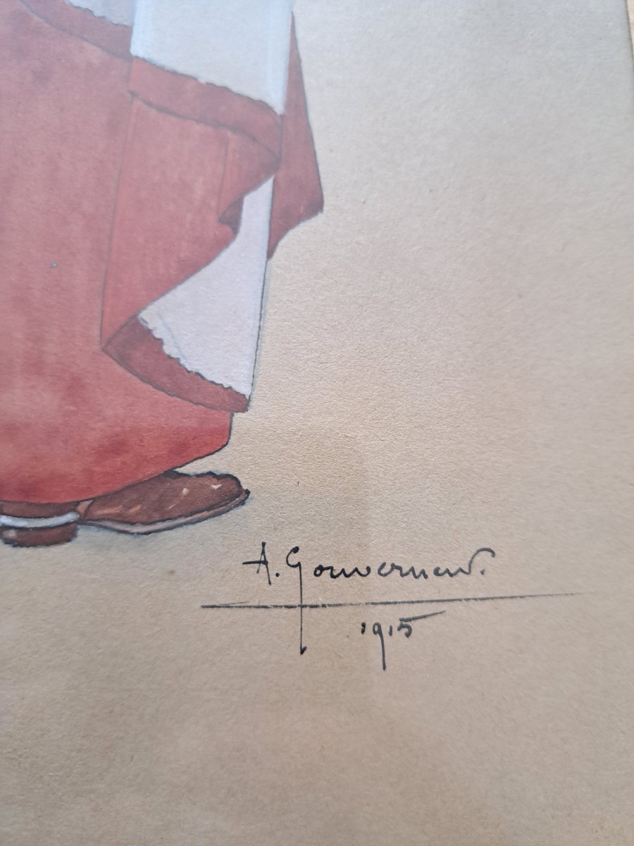 Arthur Gouverneur, *spahis Seen From Behind*, Gouache, Early 20th Century. -photo-4