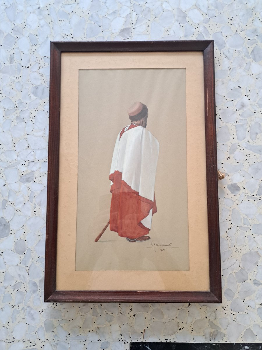 Arthur Gouverneur, *spahis Seen From Behind*, Gouache, Early 20th Century. -photo-1