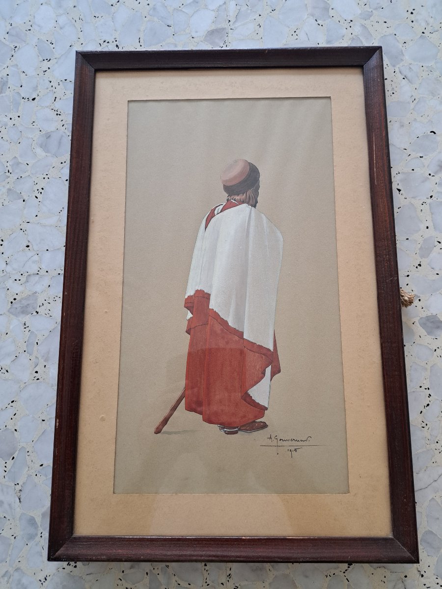 Arthur Gouverneur, *spahis Seen From Behind*, Gouache, Early 20th Century. 