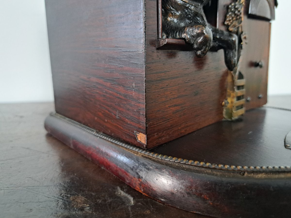 Cigar Box, "speak To The Doorman," Rosewood And Bronze, Late 19th Century. -photo-1