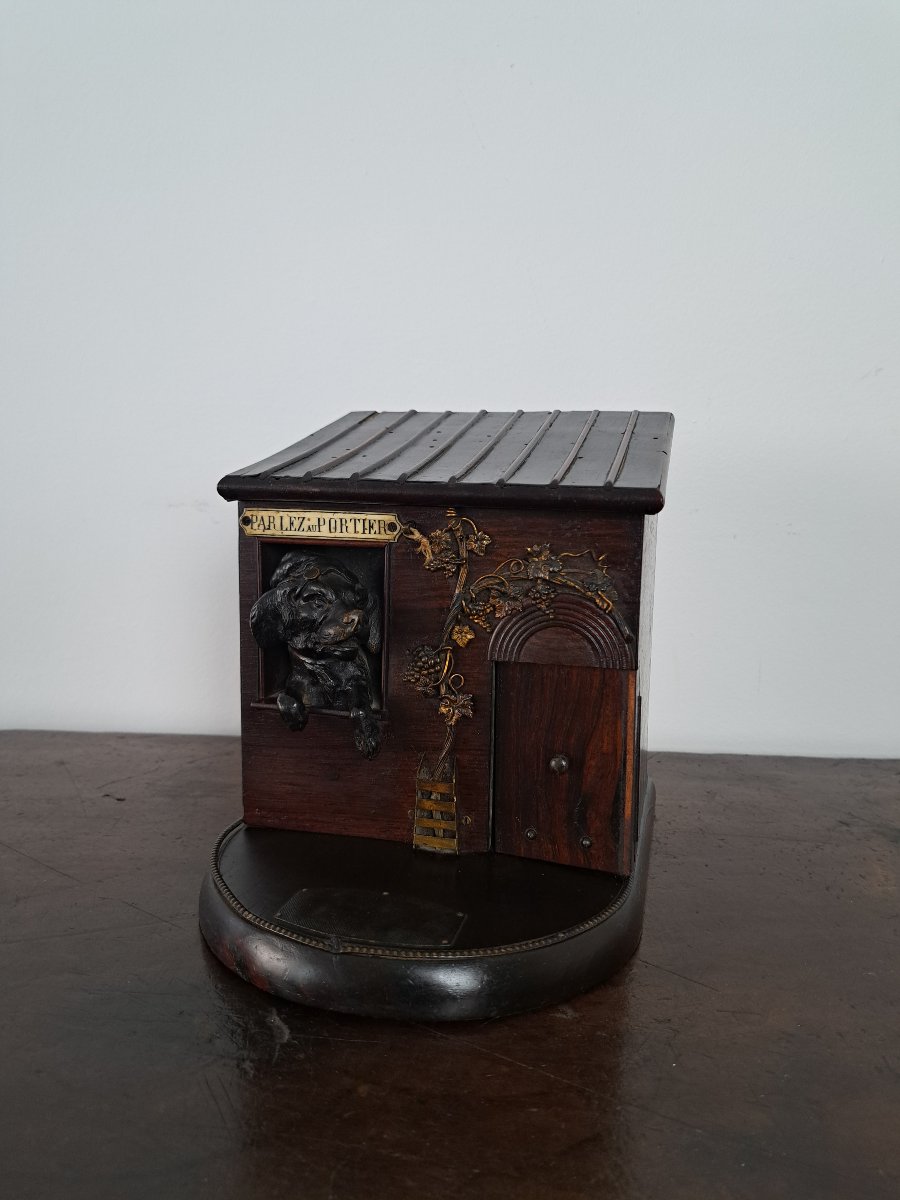 Cigar Box, "speak To The Doorman," Rosewood And Bronze, Late 19th Century. 