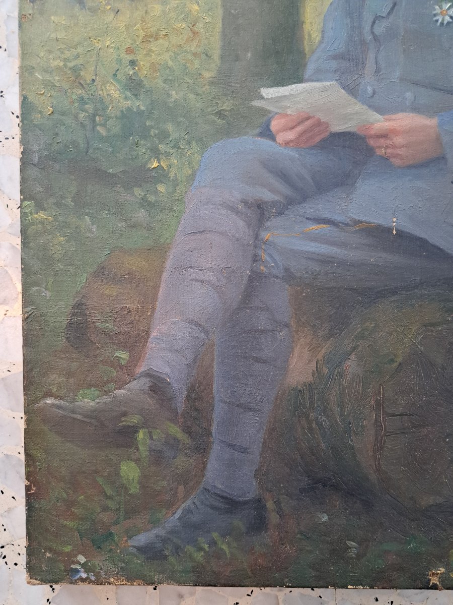 Gabriel Girodon , Portrait de militaire , Huile sur toile , Début XX°. -photo-4