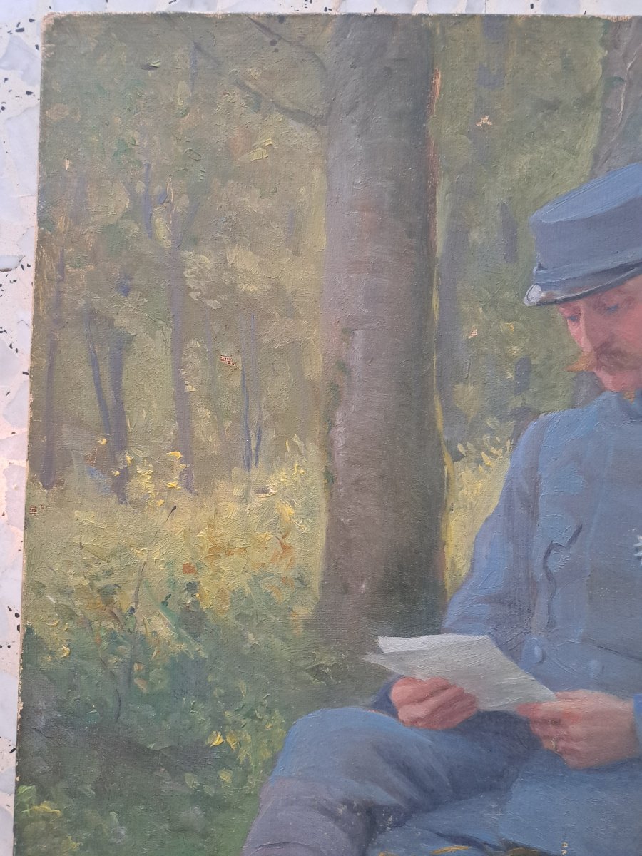 Gabriel Girodon , Portrait de militaire , Huile sur toile , Début XX°. -photo-3
