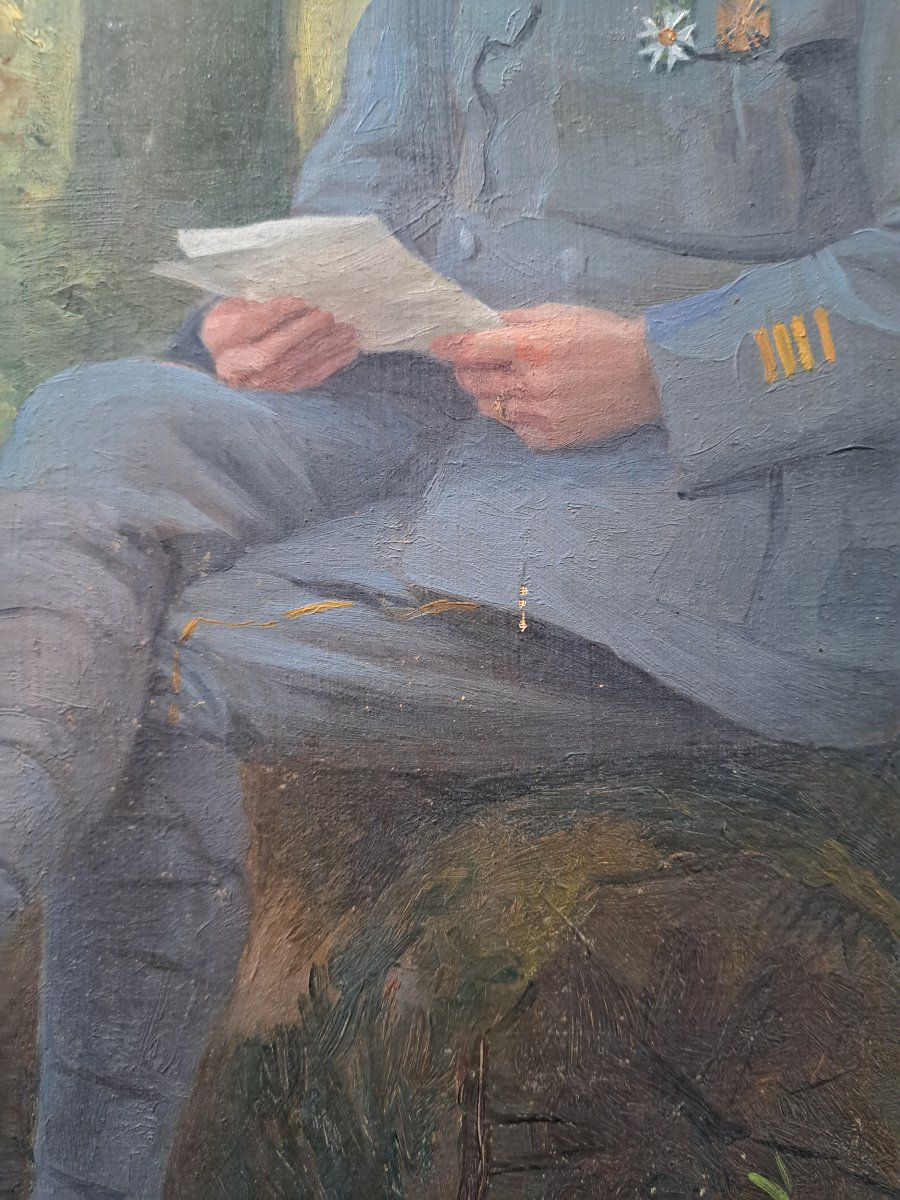 Gabriel Girodon , Portrait de militaire , Huile sur toile , Début XX°. -photo-4