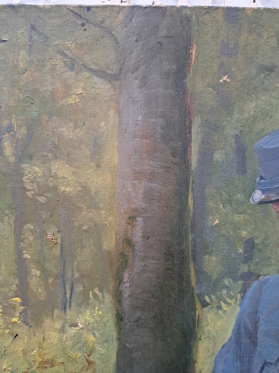 Gabriel Girodon , Portrait de militaire , Huile sur toile , Début XX°. -photo-5