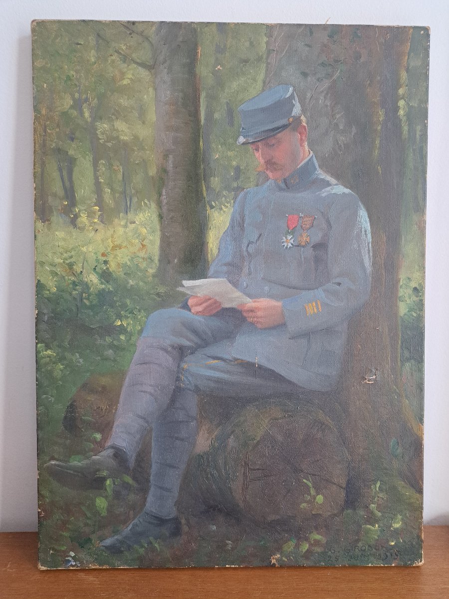 Gabriel Girodon , Portrait de militaire , Huile sur toile , Début XX°. 