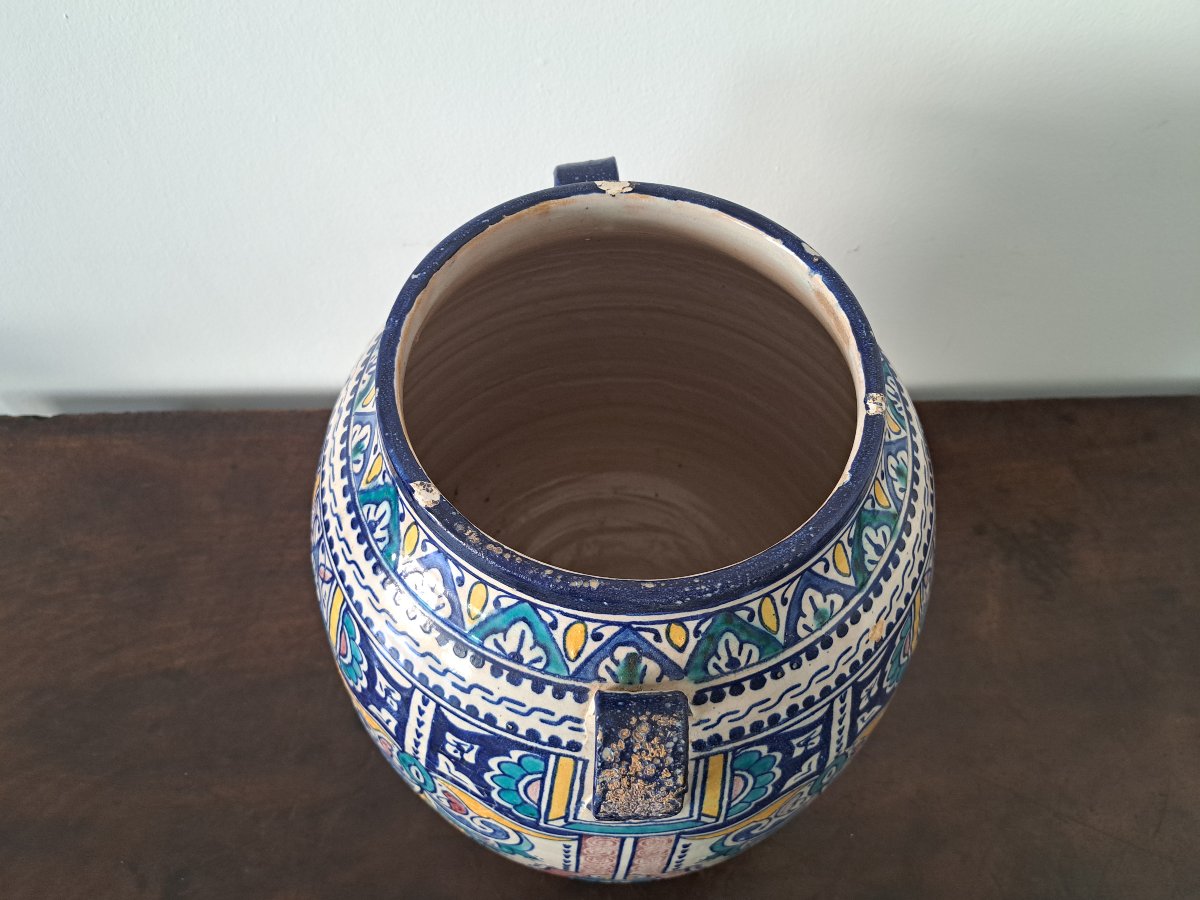 Morocco, Ach Pottery, Vase With Two Handles, Fez, Early 20th Century. -photo-4