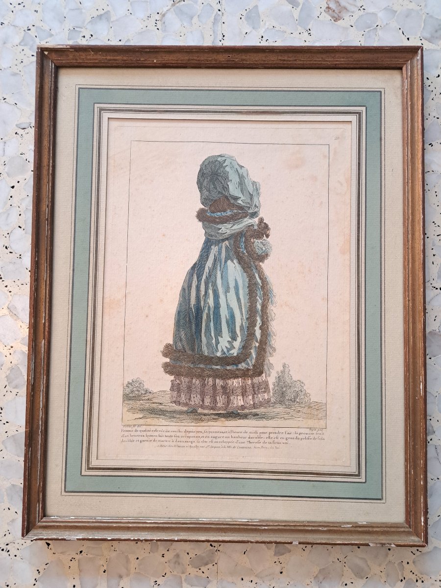 Watteau , Gravure de mode , Fin XVIII°. -photo-2