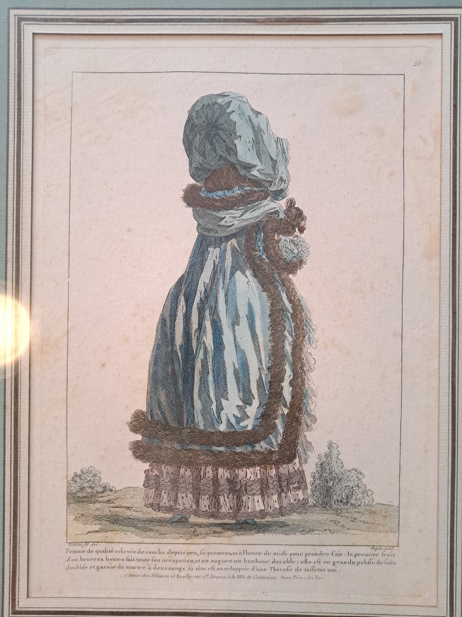 Watteau , Gravure de mode , Fin XVIII°. -photo-3