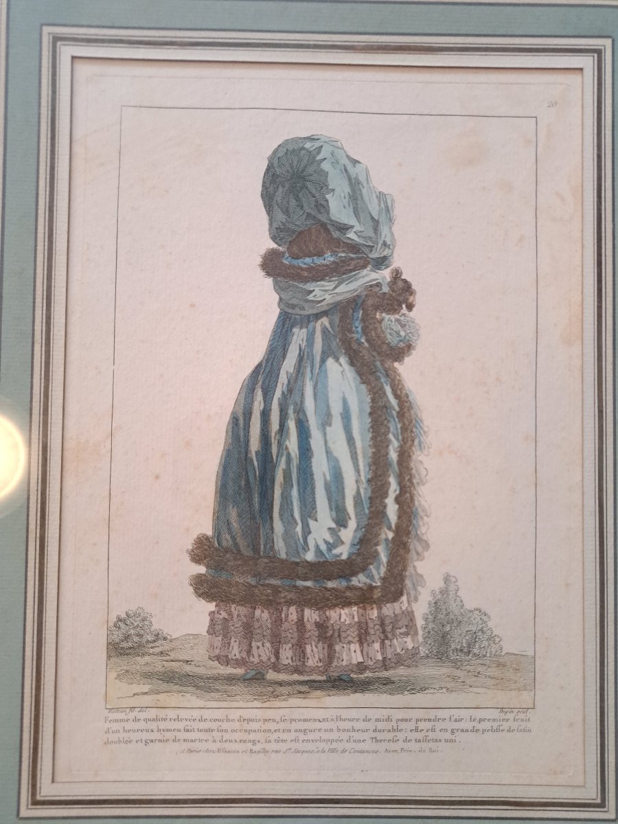 Watteau , Gravure de mode , Fin XVIII°. -photo-3