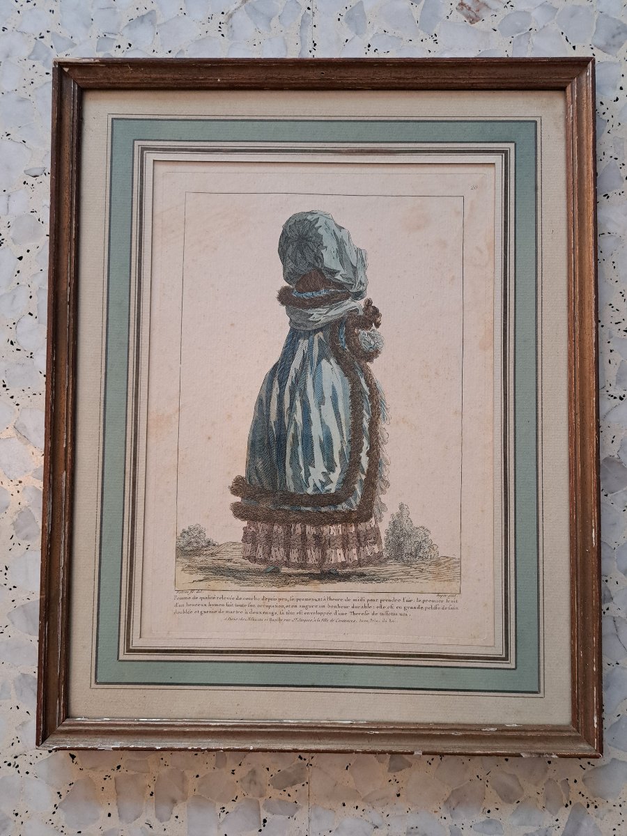 Watteau , Gravure de mode , Fin XVIII°. 