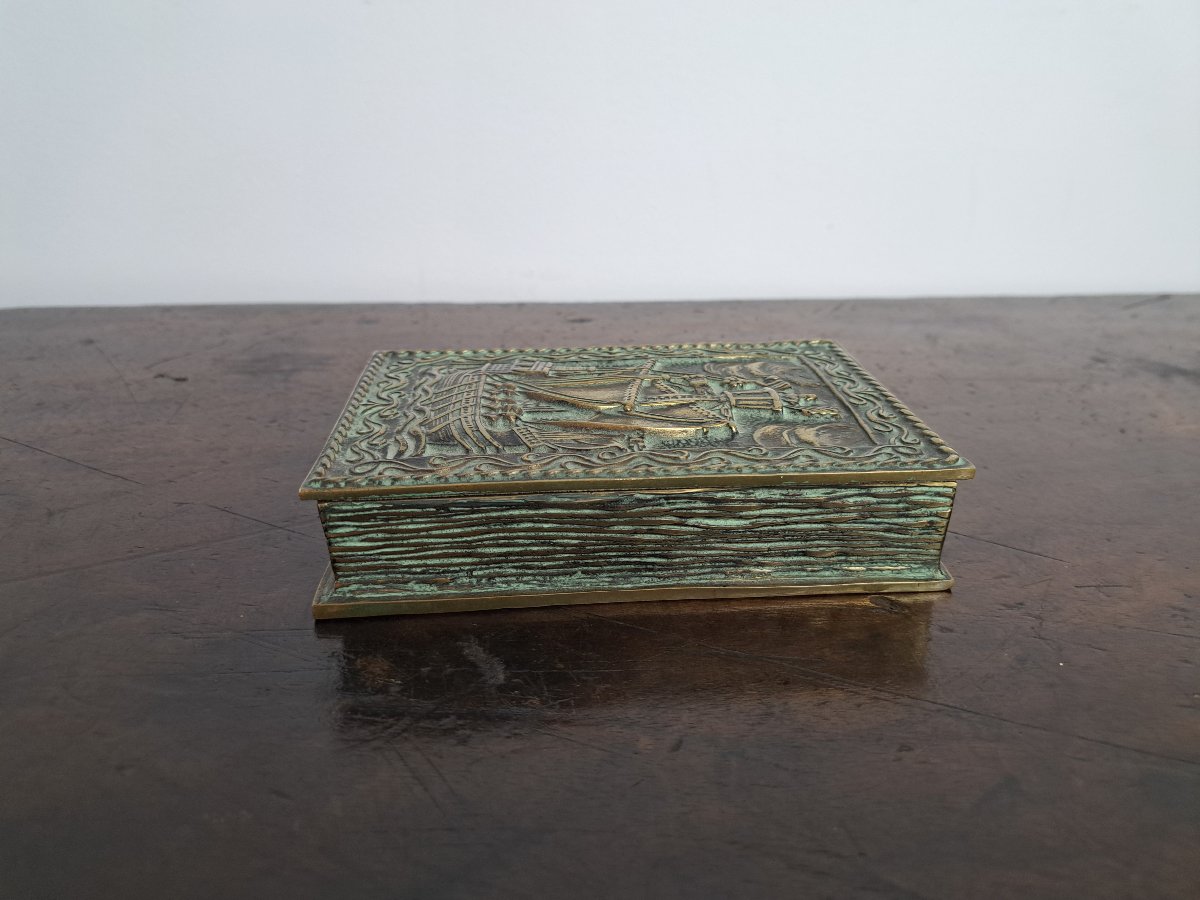 Max Le Verrier, *boite à La Galère*, Patinated Bronze, 20th Century. -photo-1
