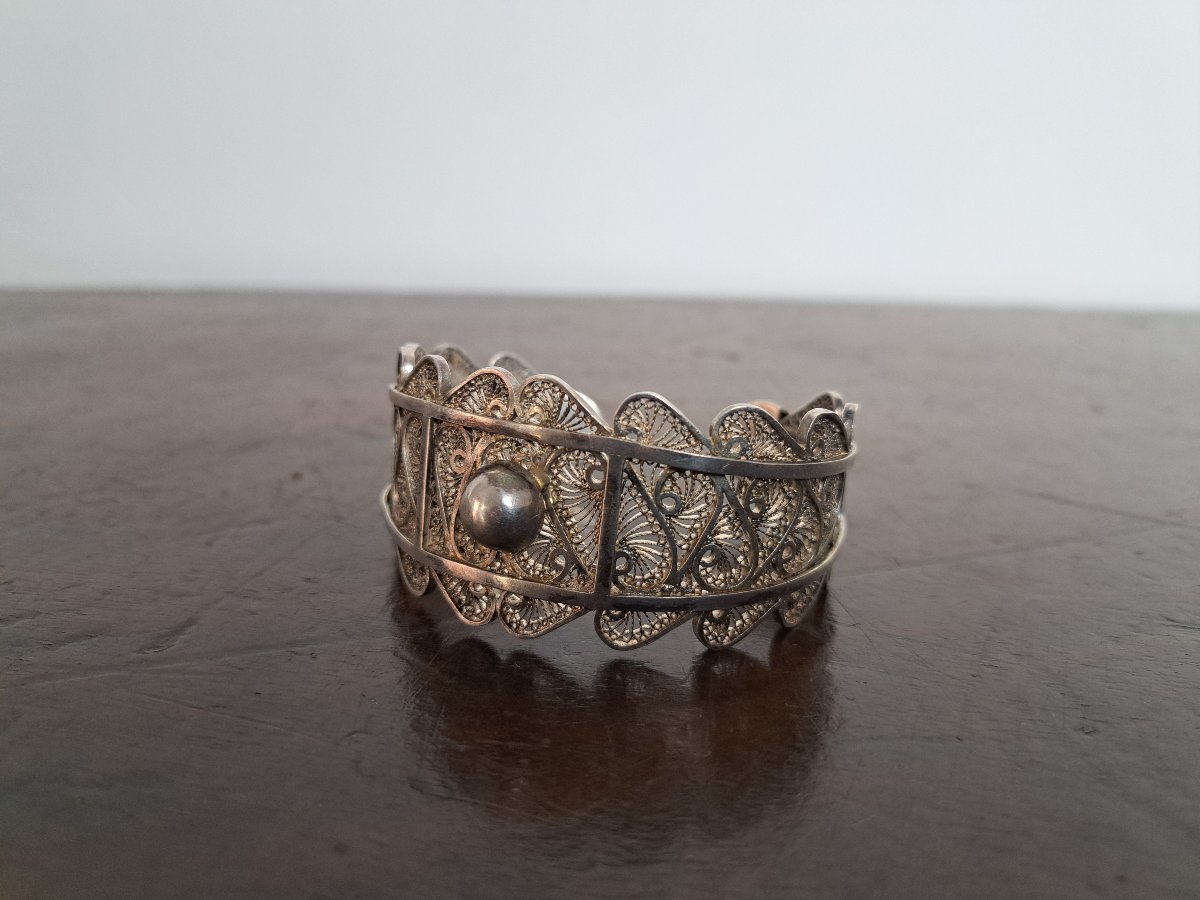 Bracelet en argent filigrané , XX°. -photo-2