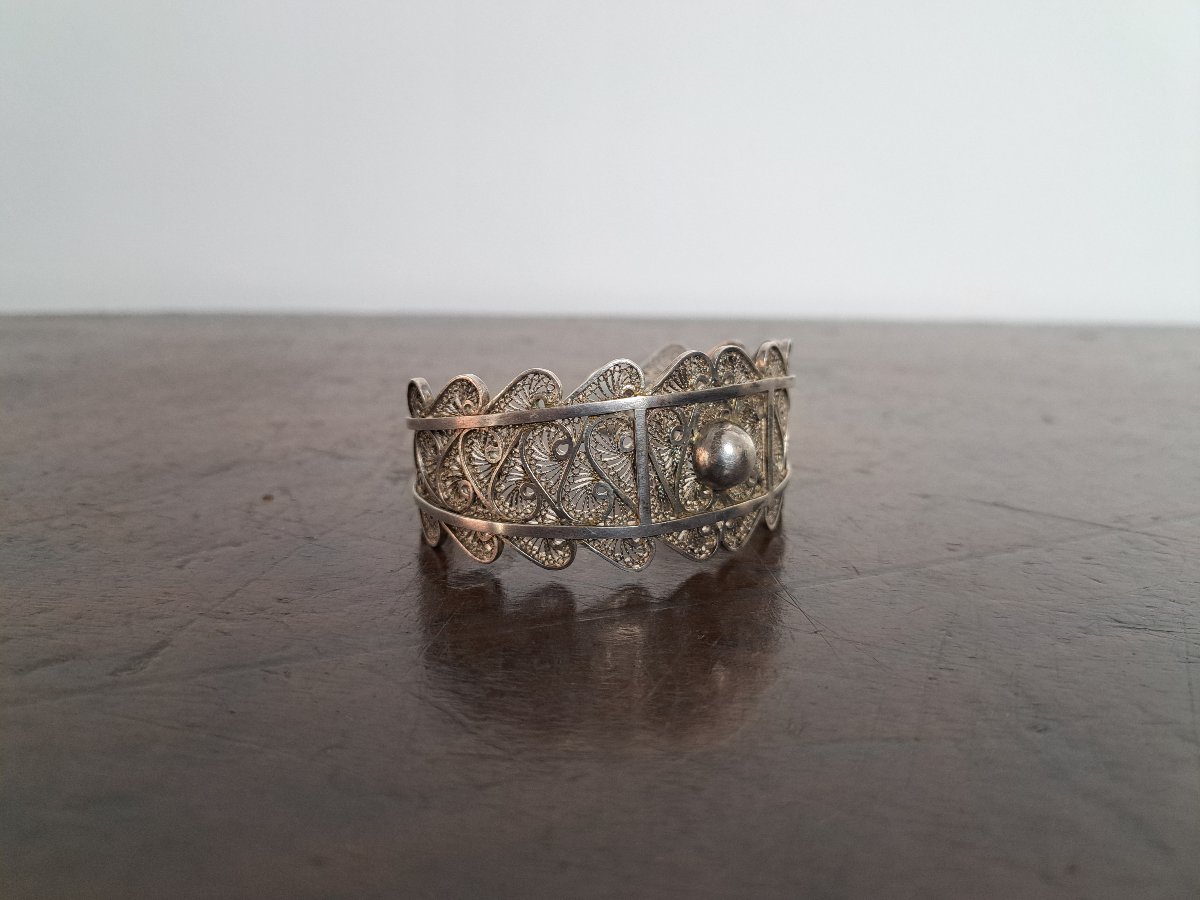Bracelet en argent filigrané , XX°. -photo-1