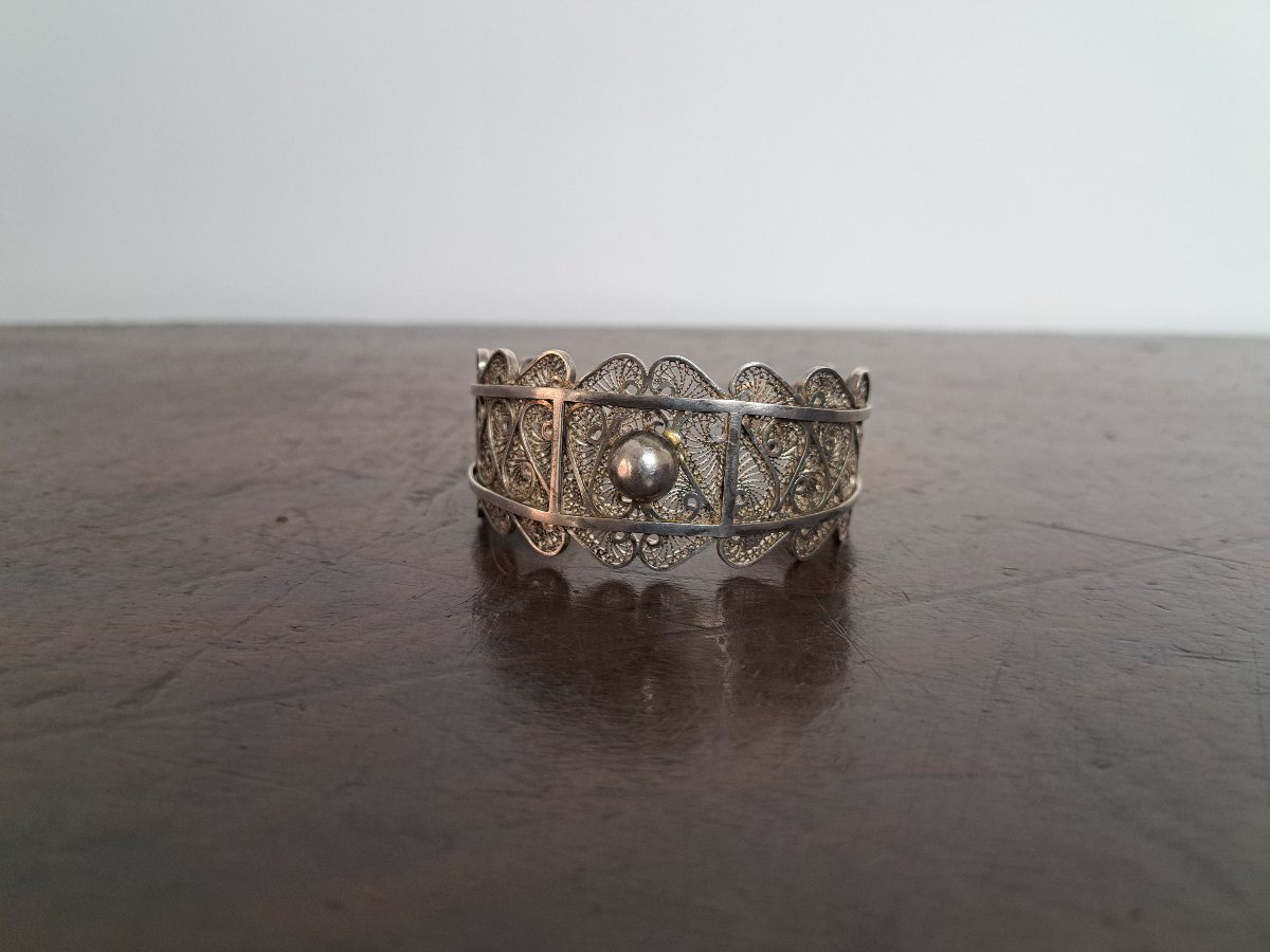 Bracelet en argent filigrané , XX°. -photo-2