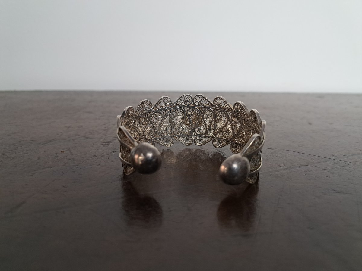 Bracelet en argent filigrané , XX°. -photo-3