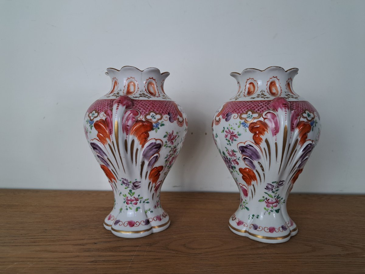 Paire de vases , Porcelaine , Manufacture Samson , Paris , Fin XIX°/Début XX°. -photo-3