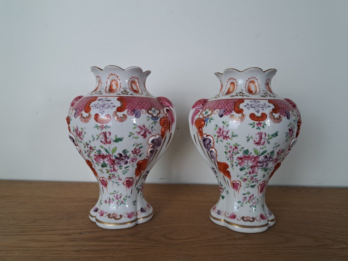 Paire de vases , Porcelaine , Manufacture Samson , Paris , Fin XIX°/Début XX°. -photo-4