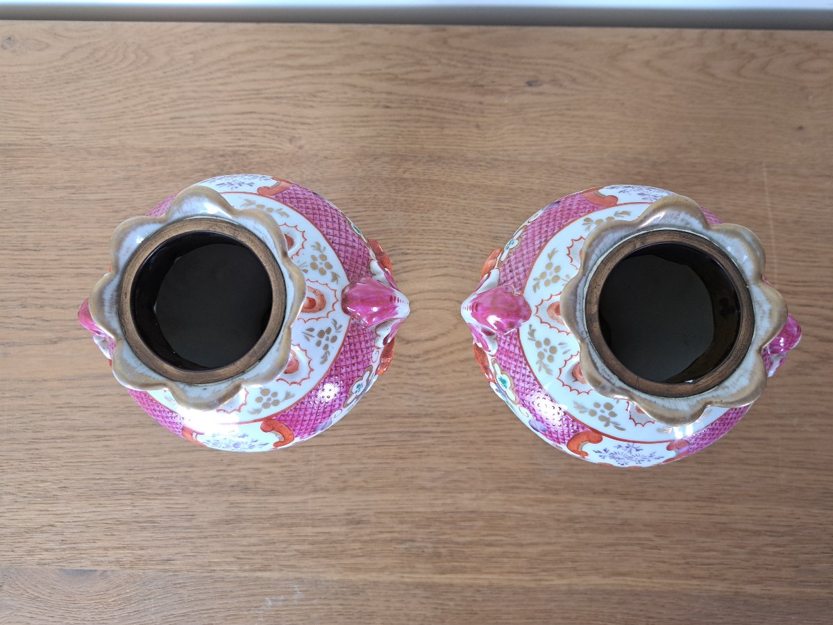 Paire de vases , Porcelaine , Manufacture Samson , Paris , Fin XIX°/Début XX°. -photo-8