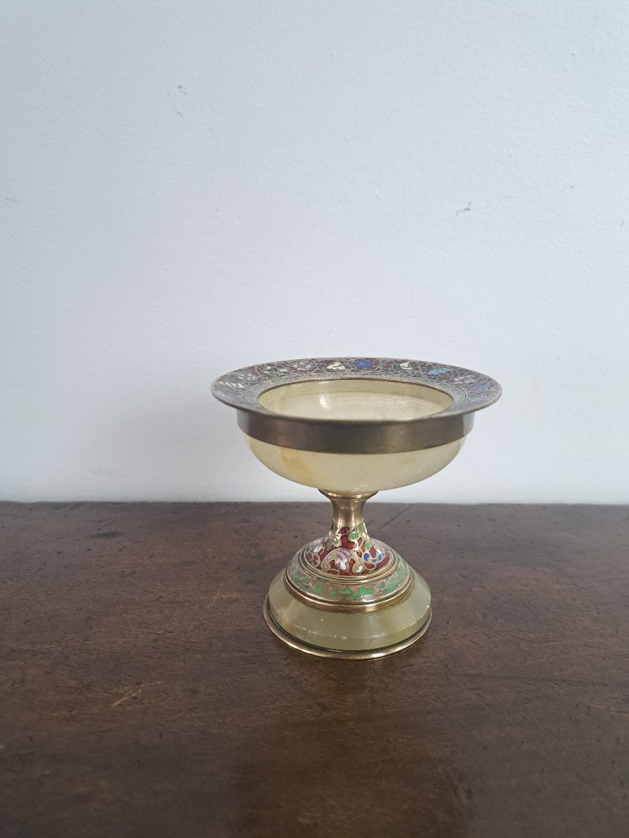 Gift To Alphonse Giroux, Cup/ring Holder, Onyx And Enameled Bronze, 19th Century. 