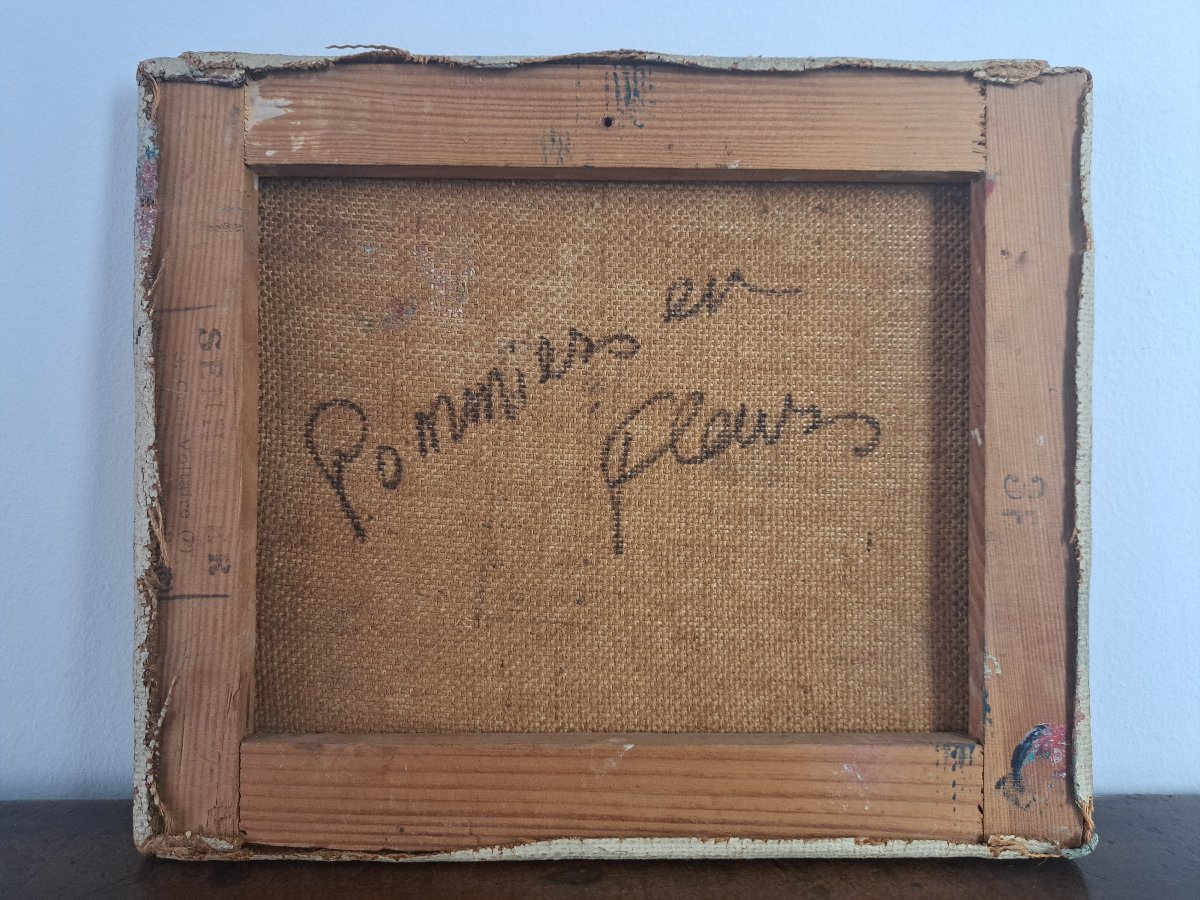 Pommiers en fleurs , Huile sur toile , Signé , XX°. -photo-5