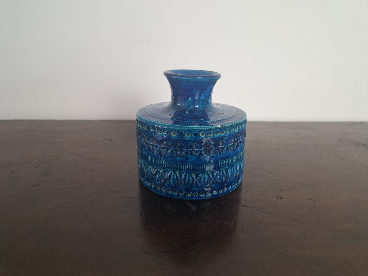 Aldo Londi pour Bitossi , Vase , Céramique bleue , XX°. -photo-4