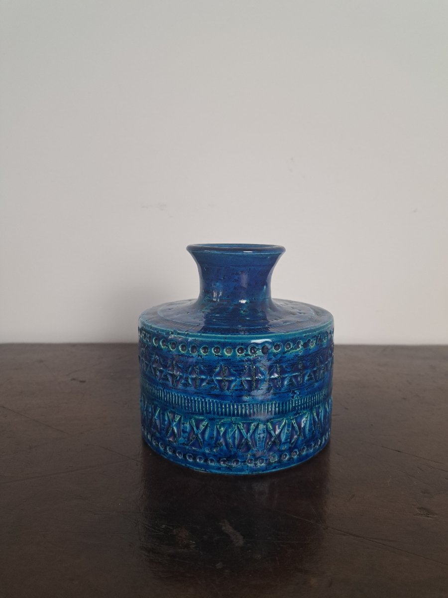 Aldo Londi pour Bitossi , Vase , Céramique bleue , XX°. -photo-1