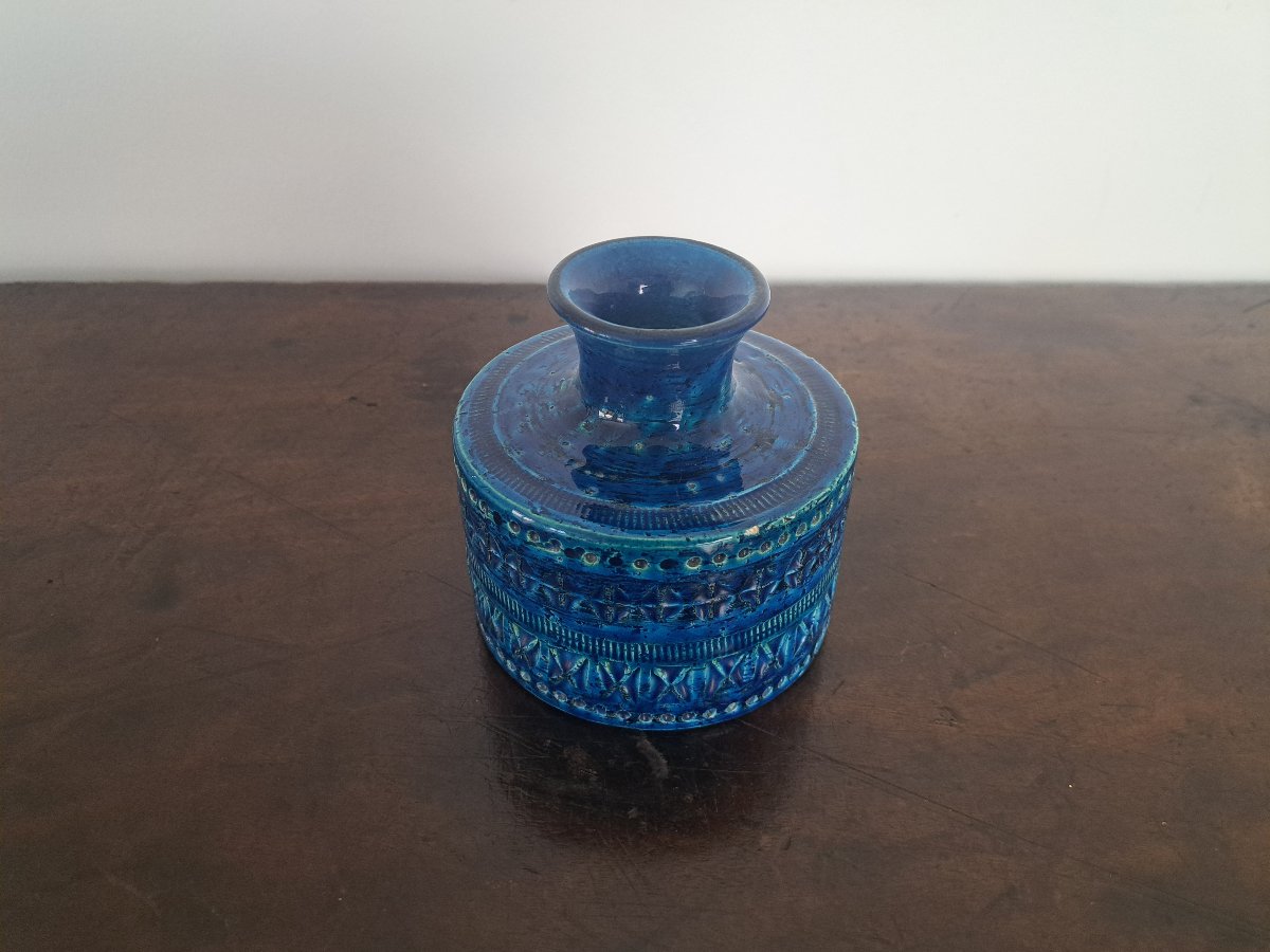 Aldo Londi pour Bitossi , Vase , Céramique bleue , XX°. -photo-3