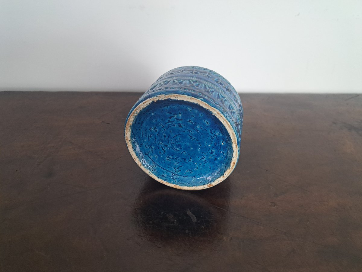 Aldo Londi pour Bitossi , Vase , Céramique bleue , XX°. -photo-4