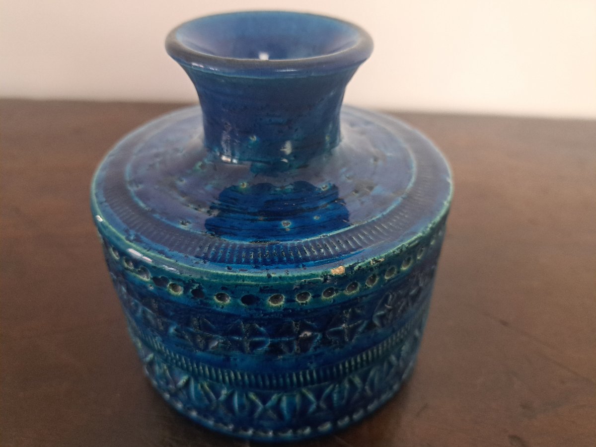 Aldo Londi pour Bitossi , Vase , Céramique bleue , XX°. -photo-6