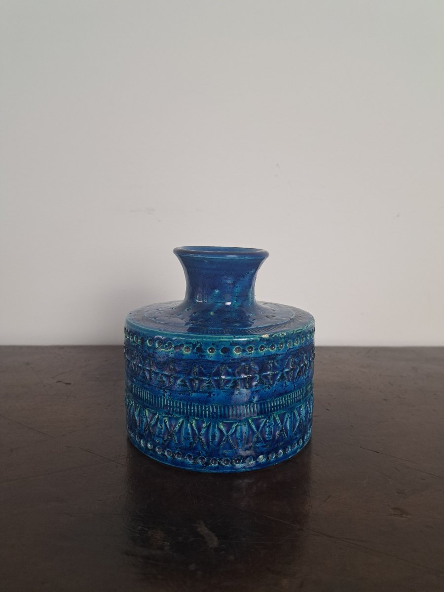 Aldo Londi pour Bitossi , Vase , Céramique bleue , XX°. 