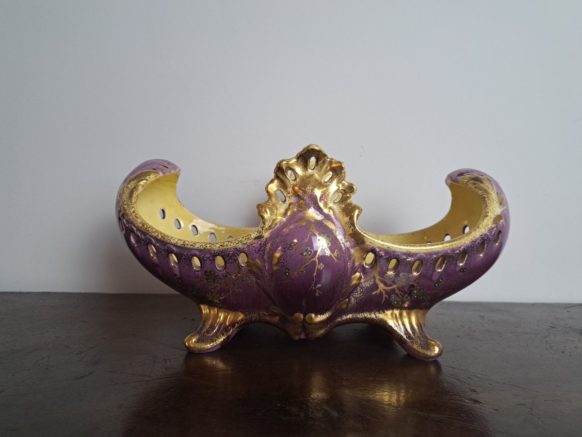Sarreguemines , Jardinière, Faïence , Japonisante , Art Nouveau , Fin XIX°. -photo-2
