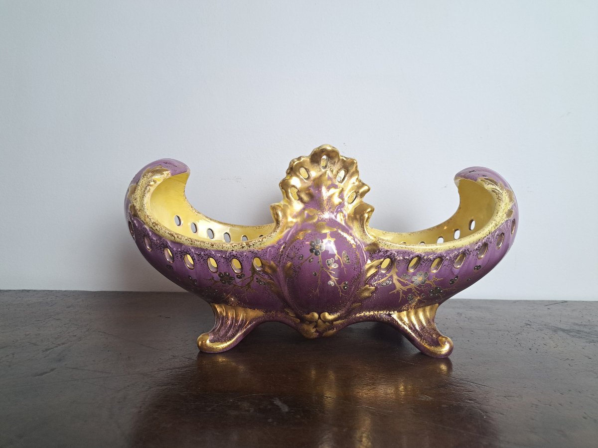 Sarreguemines , Jardinière, Faïence , Japonisante , Art Nouveau , Fin XIX°. -photo-1