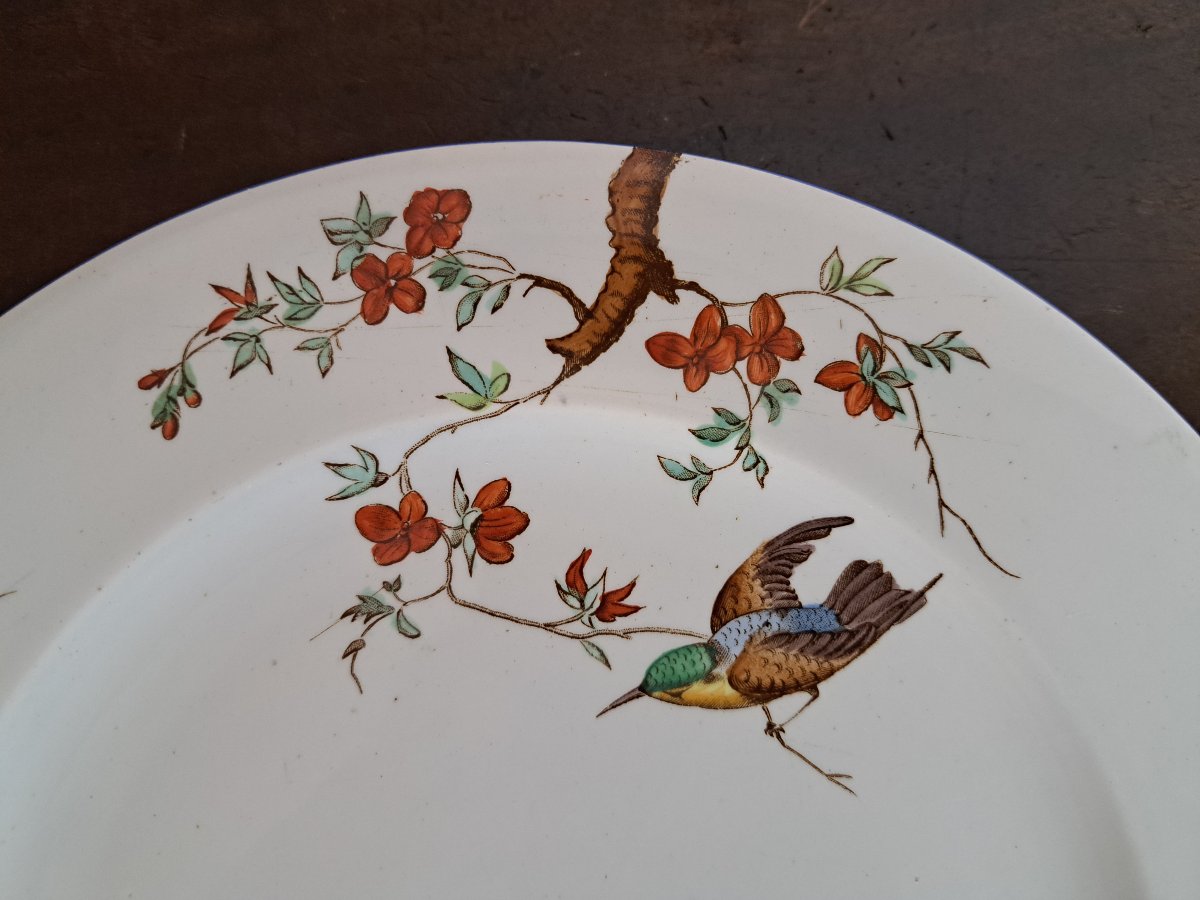 Jules Vieillard , Assiette de table , Modèle Nella , Faïence ,  XIX°. -photo-3