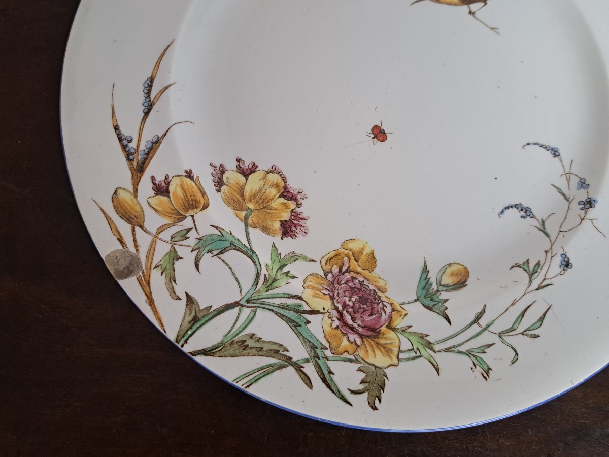 Jules Vieillard , Assiette de table , Modèle Nella , Faïence ,  XIX°. -photo-4