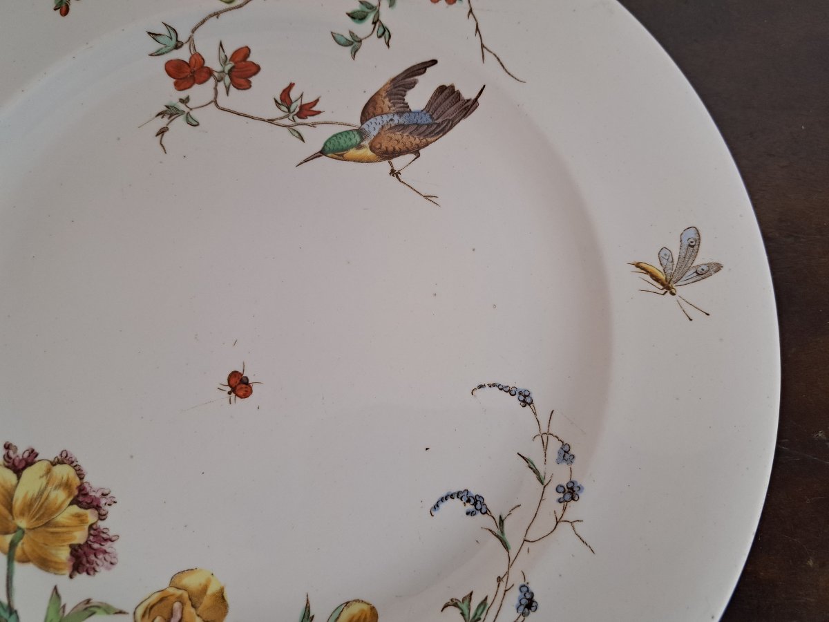 Jules Vieillard , Assiette de table , Modèle Nella , Faïence ,  XIX°. -photo-1